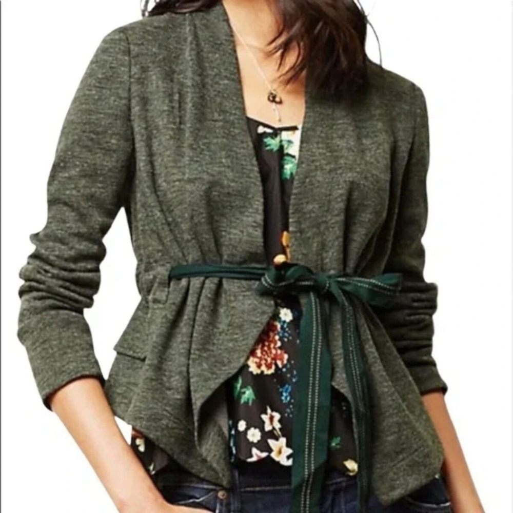 Anthropologie Cartonnier Draped Green Blazer